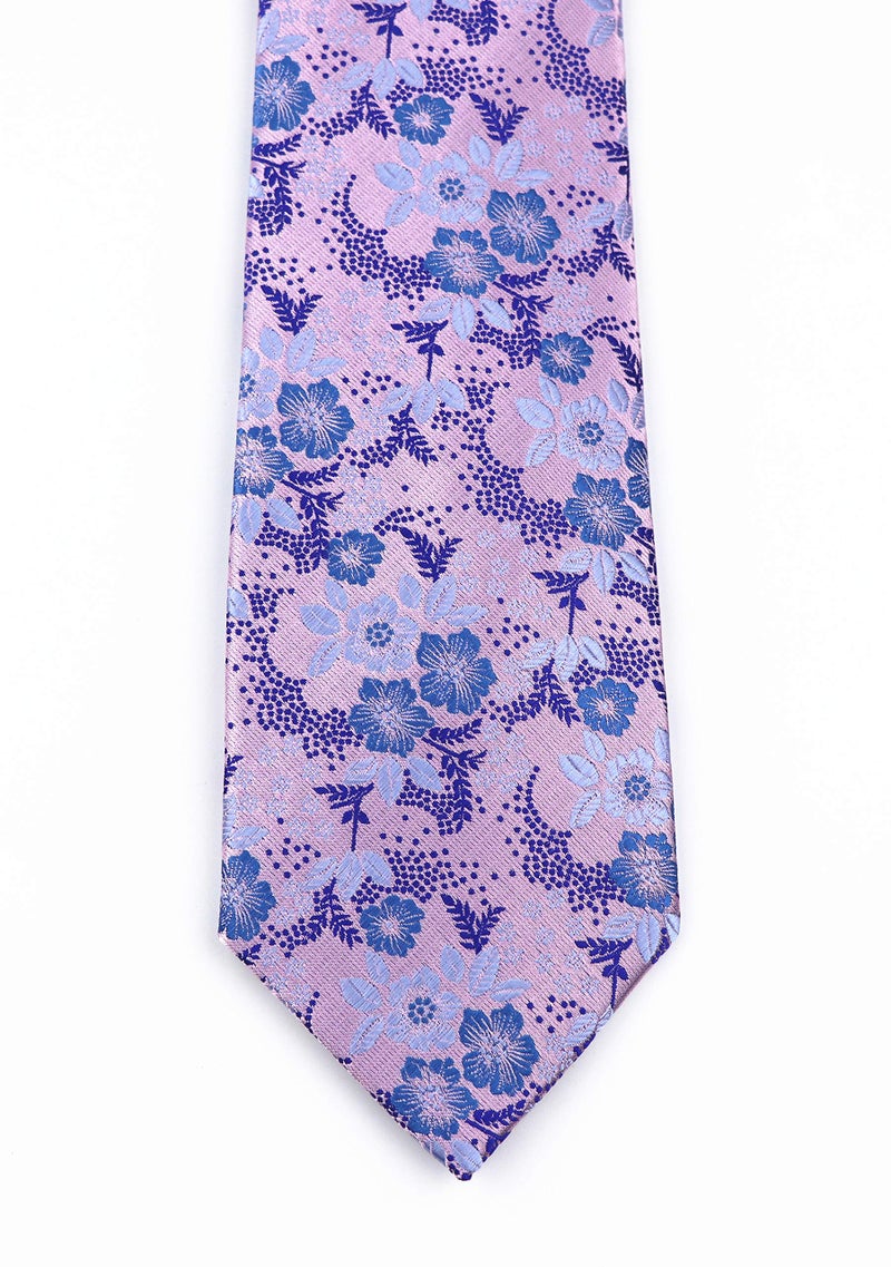 Elfeves Mens Silk Pink Blue Tie Summer Cool Gentleman Party Jacquard Self Cravat Necktie - Image 5